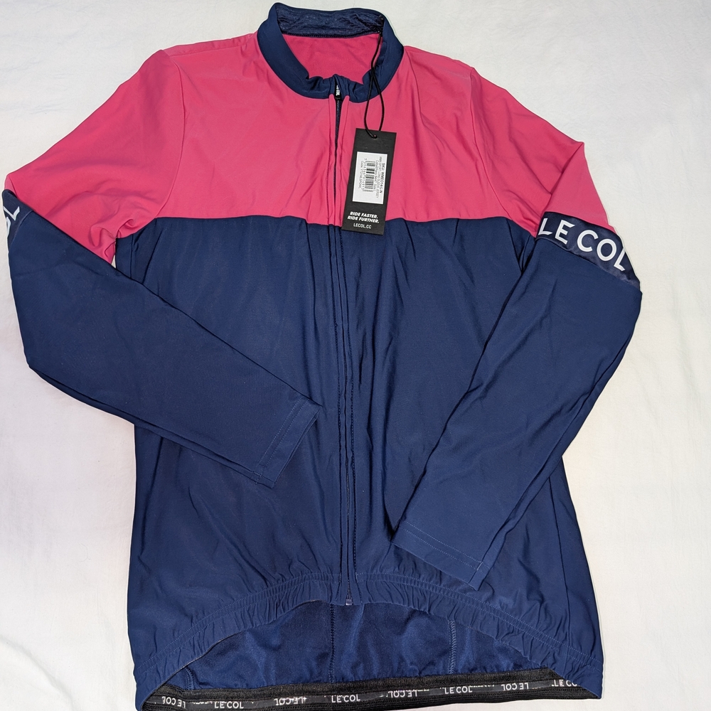 Le Col Womens Large long Sleeve Pink and Navy Cycling Jacket
